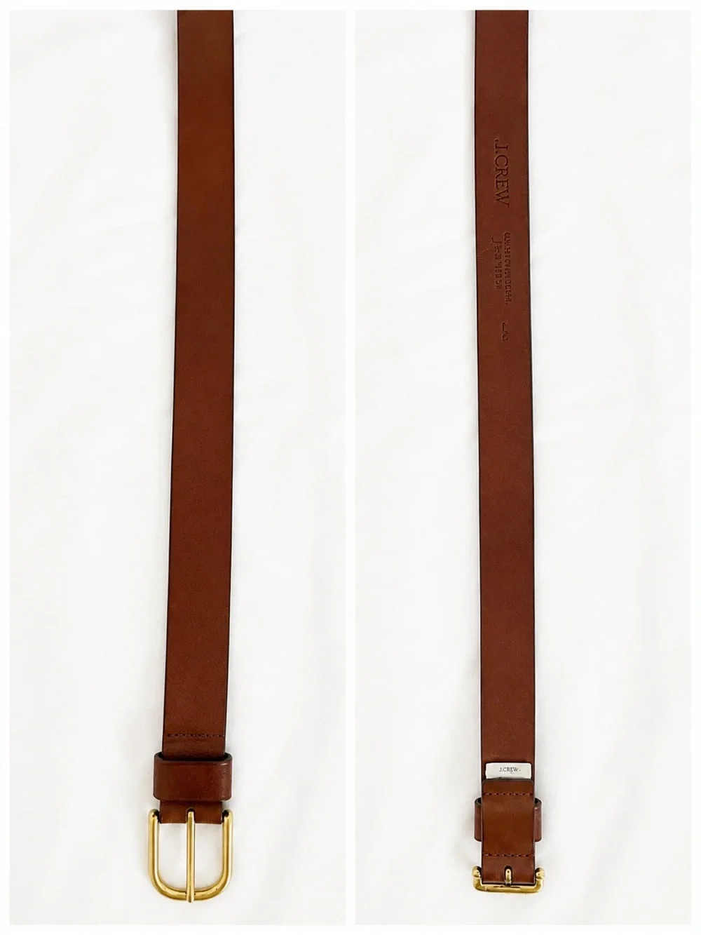 J. Crew Brown Leather Belt with Gold-Tone Buckle